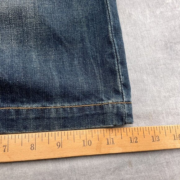 Parish Shorts Men 36W x 14L Blue Stonewash Button Fly Leather High Rise Denim - Picture 13 of 14